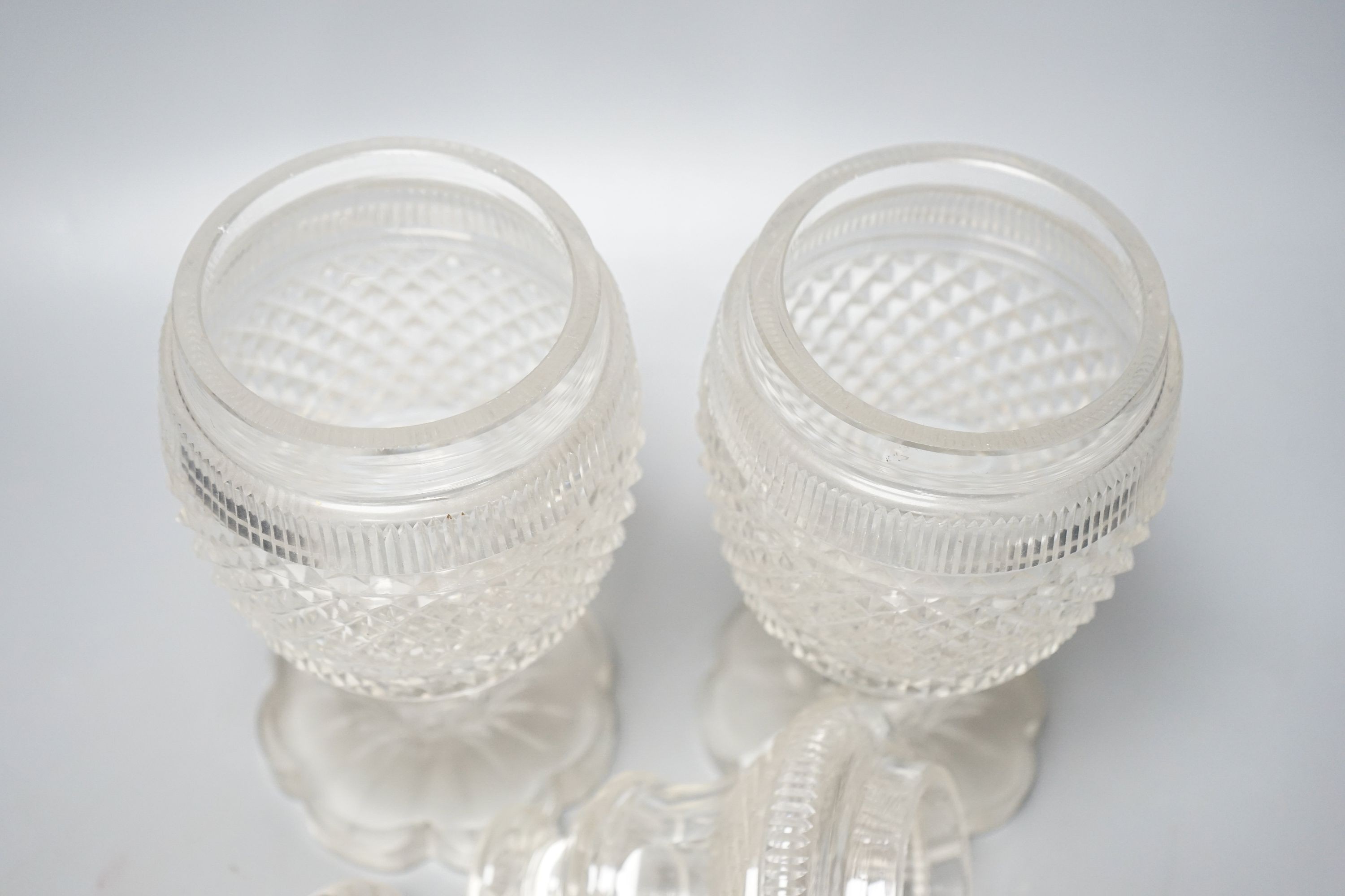 A pair of 19th century cut glass sweetmeat jars and covers, H 30cm